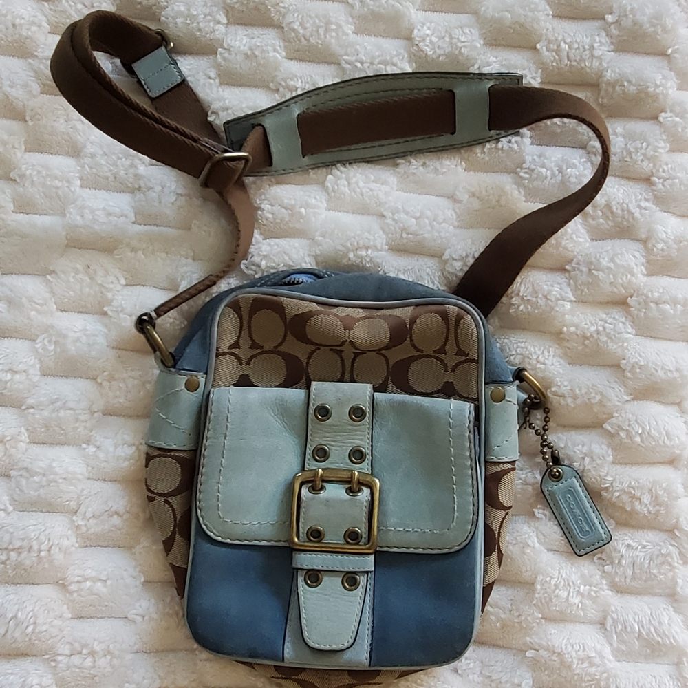 Coach Blue and Brown Men's Crossbody Bag